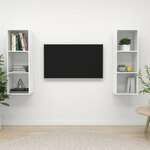 Greatstore Stenska TV omarica 2 kosa visok sijaj bela iverna plošča