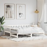 shumee Izvlečna dnevna postelja bela 90x190 cm trdna borovina