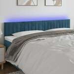 shumee LED posteljno vzglavje temno modro 200x5x78/88 cm žamet