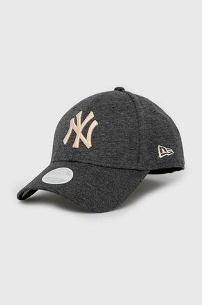 New Era bombažna kapa - siva. Baseball kapa iz kolekcije New Era. Model izdelan iz melange tkanina.