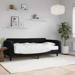 Greatstore Dnevna postelja z vzmetnico črna 100x200 cm žamet