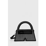 Torbica iz semiša Karl Lagerfeld črna barva - črna. Majhna torbica iz kolekcije Karl Lagerfeld. Model na zapenjanje, izdelan iz semiš usnja.