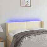 Vidaxl LED posteljno vzglavje krem 147x16x78/88 cm umetno usnje