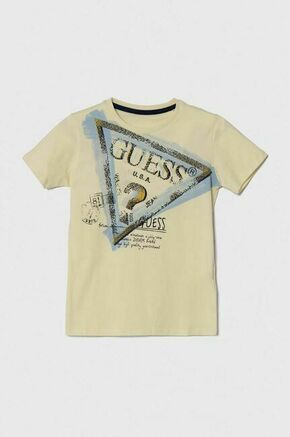 Otroška bombažna kratka majica Guess rumena barva - rumena. Otroške lahkotna kratka majica iz kolekcije Guess