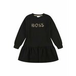 Otroška obleka BOSS črna barva - črna. Otroški obleka iz kolekcije BOSS. Model izdelan iz pletenine s potiskom. Material z optimalno elastičnostjo zagotavlja popolno svobodo gibanja.