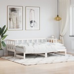 vidaXL Izvlečna dnevna postelja bela 90x190 cm trdna borovina