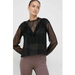 Bluza Sisley ženska, črna barva - črna. Bluza iz kolekcije Sisley. Model izdelan iz trasparentnega materiala. Ima okrogli izrez.