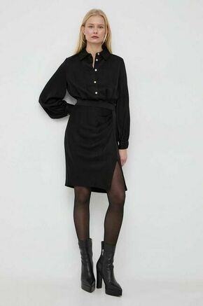 Obleka Marciano Guess črna barva - črna. Obleka iz kolekcije Marciano Guess. Model izdelan iz enobarvne tkanine. Model iz izjemno udobne