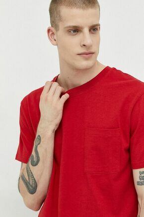 Bombažna kratka majica Solid rdeča barva - rdeča. Lahkotna kratka majica iz kolekcije Solid. Model izdelan iz tanke