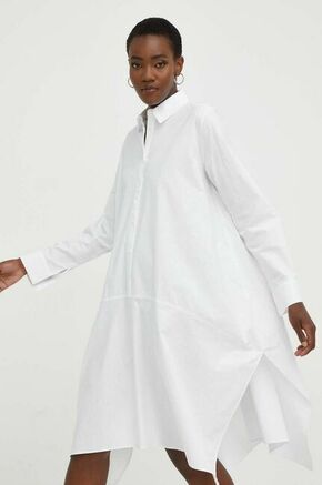 Bombažna obleka Answear Lab bela barva - bela. Obleka iz kolekcije Answear Lab. Model izdelan iz enobarvne tkanine. Model iz zračne bombažne tkanine.
