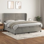 Box spring postelja z vzmetnico svetlo siva 200x200 cm žamet - vidaXL - Siva - 95,99 - 200 x 200 cm - vidaXL