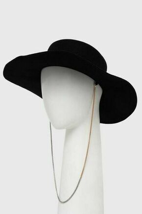 Volnen klobuk AllSaints črna barva - črna. Klobuk iz kolekcije AllSaints. Model s širokim robom