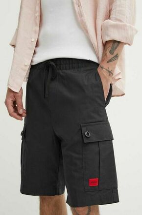 Bombažne kratke hlače HUGO črna barva