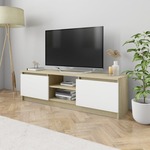 vidaXL TV omarica bela in sonoma hrast 120x30x35,5 cm iverna plošča