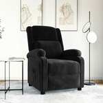 Greatstore Zložljiv fotelj, črne barve, oblazinjen z žametom