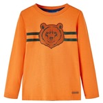 vidaXL Otroška majica z dolgimi rokavi potisk medveda temno oranžna 92