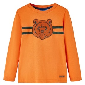 VidaXL Otroška majica z dolgimi rokavi potisk medveda temno oranžna 92
