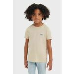 Otroška bombažna kratka majica Levi's bež barva - bež. Otroške kratka majica iz kolekcije Levi's. Model izdelan iz tanke, rahlo elastične pletenine.