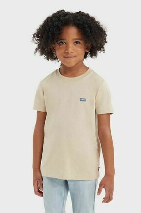 Otroška bombažna kratka majica Levi's bež barva - bež. Otroške kratka majica iz kolekcije Levi's. Model izdelan iz tanke