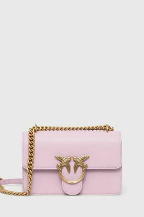 Usnjena torbica Pinko rjava barva - vijolična. Majhna torbica iz kolekcije Pinko. Model na zapenjanje