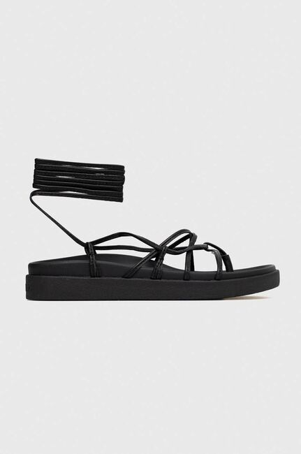 Usnjeni sandali Calvin Klein ERGO STRAP SANDAL ženski, črna barva ...