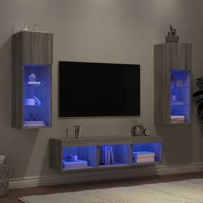 Vidaxl Komplet TV omaric LED 5-delni siva sonoma inženirski les