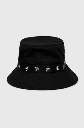 Bombažni klobuk Calvin Klein Jeans črna barva - črna. Klobuk iz kolekcije Calvin Klein Jeans. Model s širokim robom