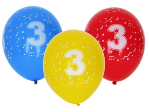 WEBHIDDENBRAND Napihljiv balon 30 cm - komplet 5 balonov s številko 3