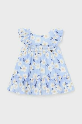 Otroška bombažna obleka Mayoral - modra. Obleka za dojenčke iz kolekcije Mayoral. Nabran model