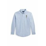 Otroška bombažna srajca Polo Ralph Lauren - modra. Otroški srajca iz kolekcije Polo Ralph Lauren. Model izdelan iz vzorčaste tkanine.