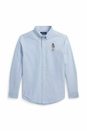 Otroška bombažna srajca Polo Ralph Lauren - modra. Otroški srajca iz kolekcije Polo Ralph Lauren. Model izdelan iz vzorčaste tkanine.