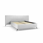 Svetlo siva oblazinjena zakonska postelja s prostorom za shranjevanje in letvenim dnom 180x200 cm Walter – Milo Casa