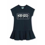 Otroška bombažna obleka Kenzo Kids - modra. Otroški Casual obleka iz kolekcije Kenzo Kids. Model izdelan iz tanke, elastične pletenine. Model iz zračne bombažne tkanine.