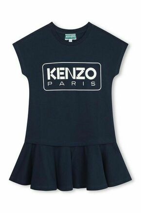 Otroška bombažna obleka Kenzo Kids - modra. Otroški Casual obleka iz kolekcije Kenzo Kids. Model izdelan iz tanke