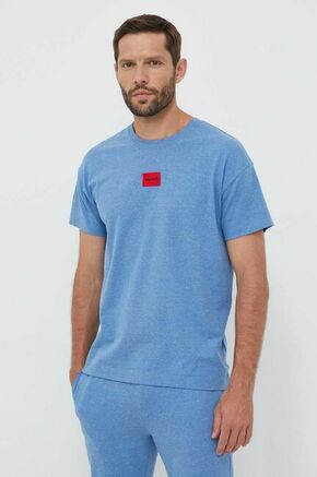 Pižama majica HUGO moški - modra. Pižama majica iz kolekcije HUGO. Model izdelan iz elastične pletenine. Izjemno udobna tkanina z visoko vsebnostjo bombaža.