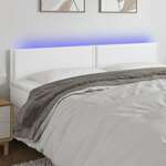 Greatstore LED posteljno vzglavje belo 200x5x78/88 cm umetno usnje