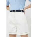 Kratke hlače Tommy Hilfiger ženski, bela barva - bela. Kratke hlače iz kolekcije Tommy Hilfiger. Model izdelan iz enobarvnega materiala. Trden material, ki ohranja obliko.