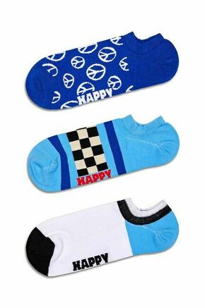 Nogavice Happy Socks Blue Peace No Show Socks 3-pack - modra. Nogavice iz kolekcije Happy Socks. Model izdelan iz elastičnega