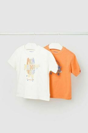 Otroška bombažna majica Mayoral 2-pack oranžna barva - oranžna. Kratka majica za dojenčka iz kolekcije Mayoral. Model izdelan iz udobne pletenine.