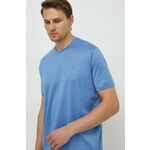 Bombažna kratka majica Paul&amp;Shark moški - modra. Kratka majica iz kolekcije Paul&amp;Shark, izdelana iz tanke, elastične pletenine. Model iz mehke in na otip prijetne tkanine.