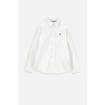 Otroška bombažna srajca Coccodrillo bela barva - bela. Otroški srajca iz kolekcije Coccodrillo, izdelana iz enobarvne tkanine. Model je izdelan iz česanega bombaža, zato ga odlikujeta mehak lesk in večja vzdržljivost.