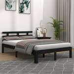 shumee Okvir za posteljo, masivni les, črna barva, 135x190 cm, dvoposteljna