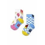 Otroške nogavice Happy Socks Kids Ice Cream Socks 2-pack - modra. Otroške nogavice iz kolekcije Happy Socks. Model izdelan iz elastičnega, vzorčastega materiala. V kompletu sta dva para.