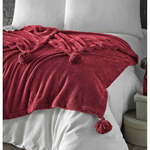 Rdeče pregrinjalo iz mikropliša za zakonsko posteljo 200x220 cm Puffy – Mijolnir