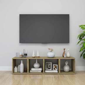 VidaXL TV omarice 4 kosi bele in sonoma hrast 37x35x37 cm iverna pl.