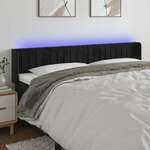 Greatstore LED posteljno vzglavje črno 203x16x78/88 cm žamet