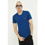 Bombažna kratka majica HUGO 3-pack - modra. Lahkotna kratka majica iz kolekcije HUGO. Model izdelan iz tanke, elastične pletenine.