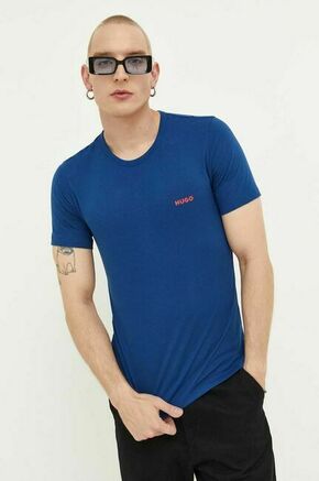 Bombažna kratka majica HUGO 3-pack - modra. Lahkotna kratka majica iz kolekcije HUGO. Model izdelan iz tanke