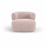Svetlo rožnat fotelj iz tkanine bouclé Jenny – Micadoni Home