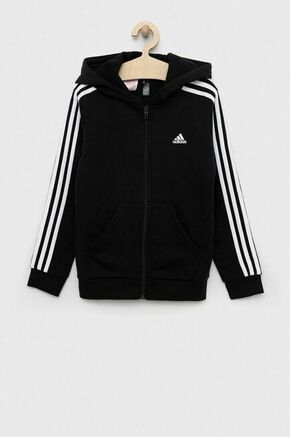 Otroški pulover adidas U 3S FL FZ črna barva